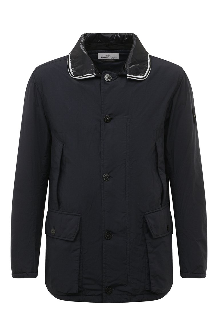 Мужская утепленная куртка STONE ISLAND темно-синего цвета, арт. 751543732 | Фото 1 (Длина (верхняя одежда): До середины бедра; Рукава: Длинные; Мужское Кросс-КТ: утепленные куртки; Материал подклада: Синтетический материал; Материал внешний: Синтетический материал; Стили: Кэжуэл; Кросс-КТ: Утепленные; Автоматизация ТО: Проставлено; Автоматизация состава: Проставлено)