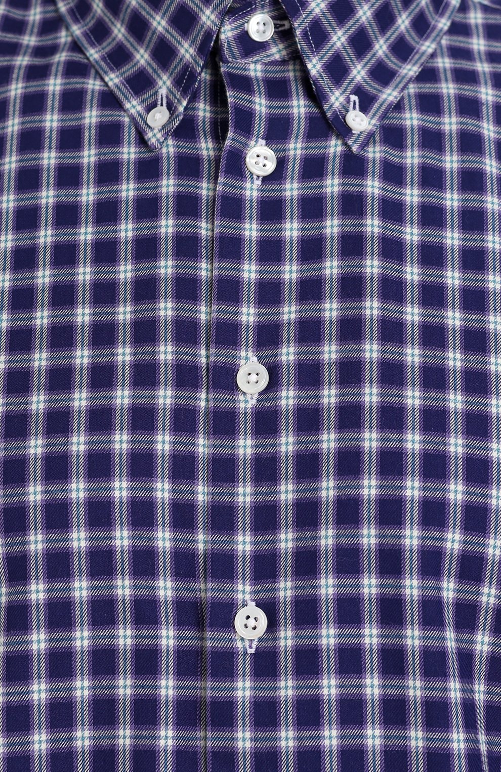 Хлопковая рубашка в клетку с воротником button-down TURNBULL & ASSER, арт. SHI150-BB570, фото 5