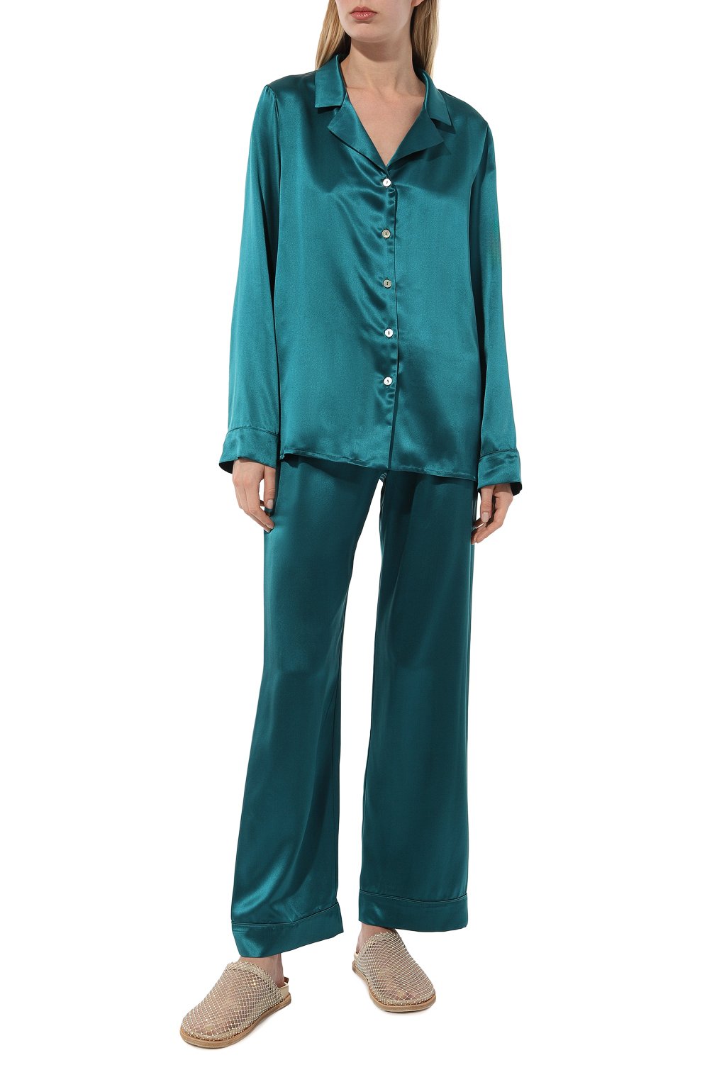 Шелковая пижама PRIMROSE бирюзового цвета по цене 39900 руб., арт. 1W.530RB.S017, фото 2 Шелковая пижама PRIMROSE, арт. 1W.530RB.S017, фото 2