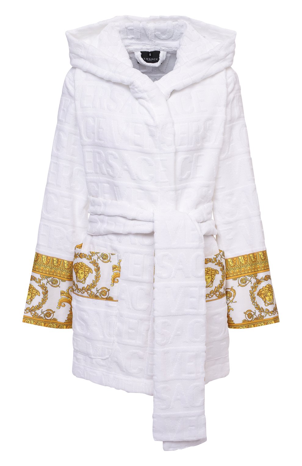 Хлопковый халат VERSACE белого цвета по цене 74950 руб., арт. ZACJ00019/ZC0SP052, фото 1 Хлопковый халат VERSACE, арт. ZACJ00019/ZC0SP052, фото 1