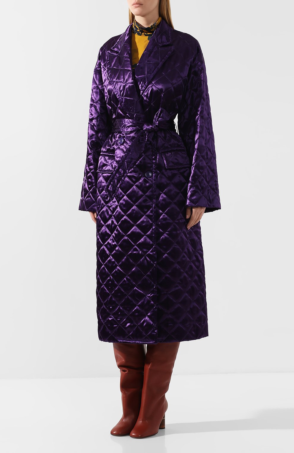 Стеганое пальто DRIES VAN NOTEN фиолетового цвета по цене 143500 руб., арт. 192-10254-8536, фото 3 Стеганое пальто DRIES VAN NOTEN, арт. 192-10254-8536, фото 3