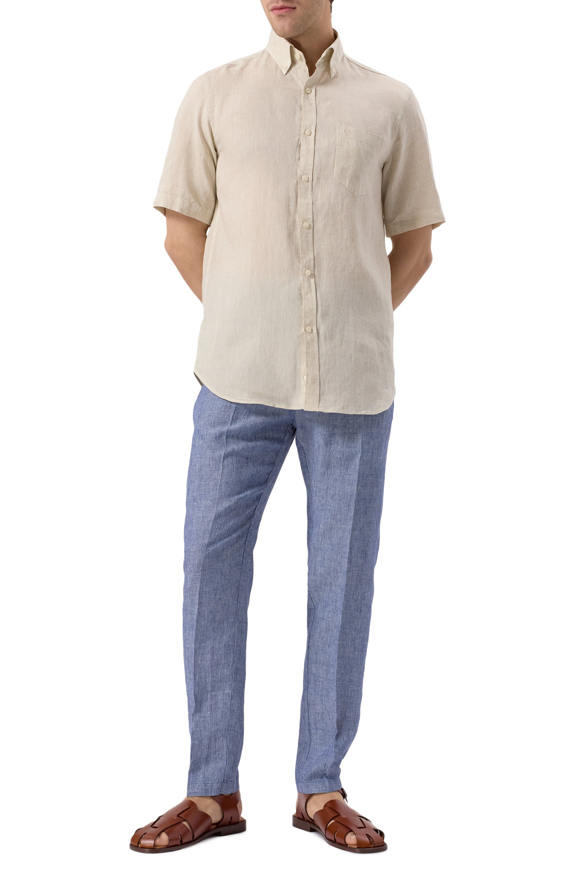 Льняная рубашка PAUL&SHARK бежевого цвета по цене 46800 руб., арт. 25413007, фото 2 Льняная рубашка PAUL&SHARK, арт. 25413007, фото 2