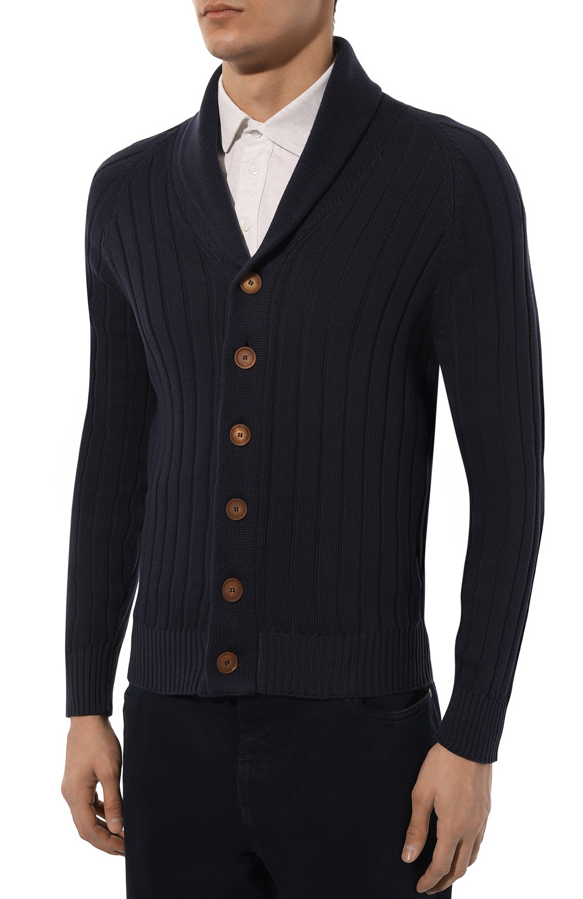 Хлопковый кардиган BRUNELLO CUCINELLI темно-синего цвета по цене 138500 руб., арт. M2870B2303, фото 3 Хлопковый кардиган BRUNELLO CUCINELLI, арт. M2870B2303, фото 3
