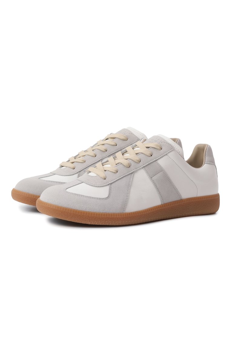 Мужские кожаные кеды replica MAISON MARGIELA белого цвета, арт. S57WS0236/P1895 | Фото 1 (Материал внутренний: Текстиль; Стили: Классический; Материал внешний: Натуральная кожа; Кросс-КТ: Низкие; Материал утеплителя: Без утеплителя; Подошва: Плоская)