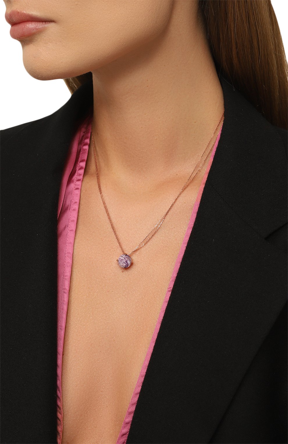 Колье с чароитом в бриллиантовой огранке MOONKA, арт. cr-nl-chr, фото 2