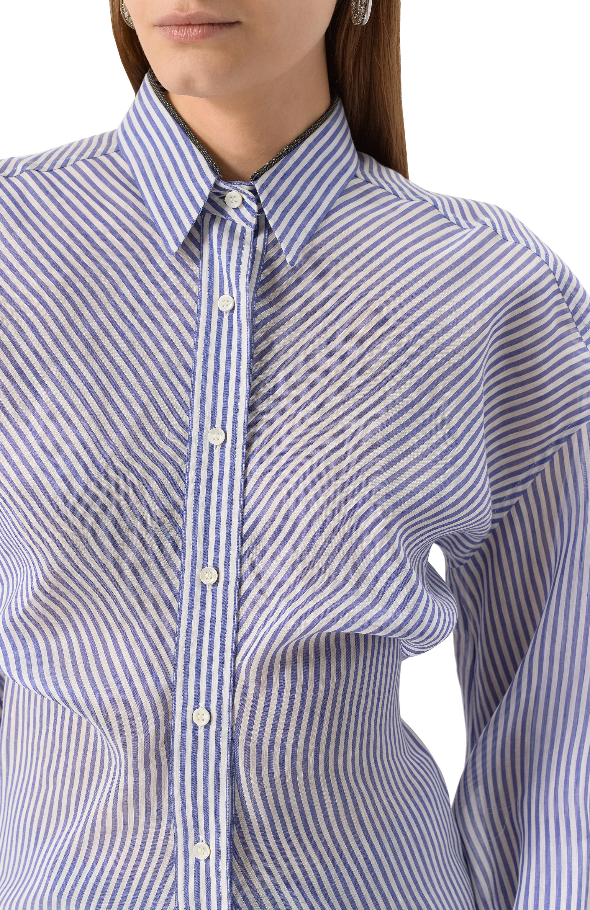 Рубашка изо льна и шелка BRUNELLO CUCINELLI, арт. MH756NL436, фото 5