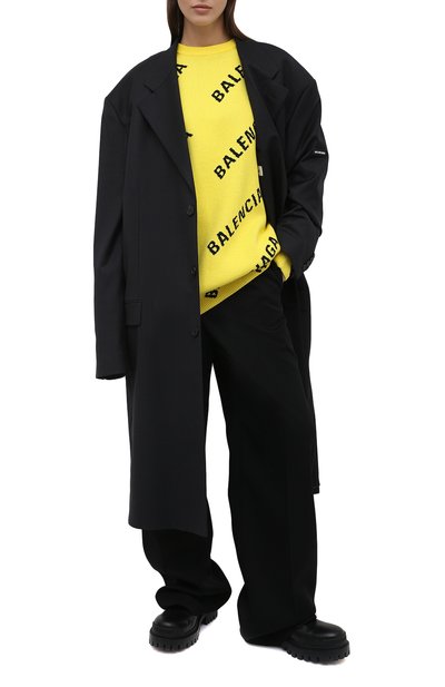 Свитер из хлопка и шерсти BALENCIAGA желтого цвета по цене 92200 руб., арт. 657528/T3200, фото 2 Свитер из хлопка и шерсти BALENCIAGA, арт. 657528/T3200, фото 2
