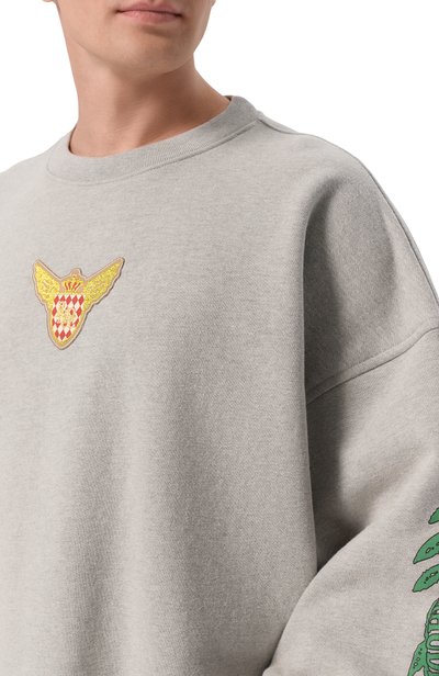 Хлопковый свитшот RHUDE серого цвета по цене 94800 руб., арт. RHPF26ST04083, фото 5 Хлопковый свитшот RHUDE, арт. RHPF26ST04083, фото 5