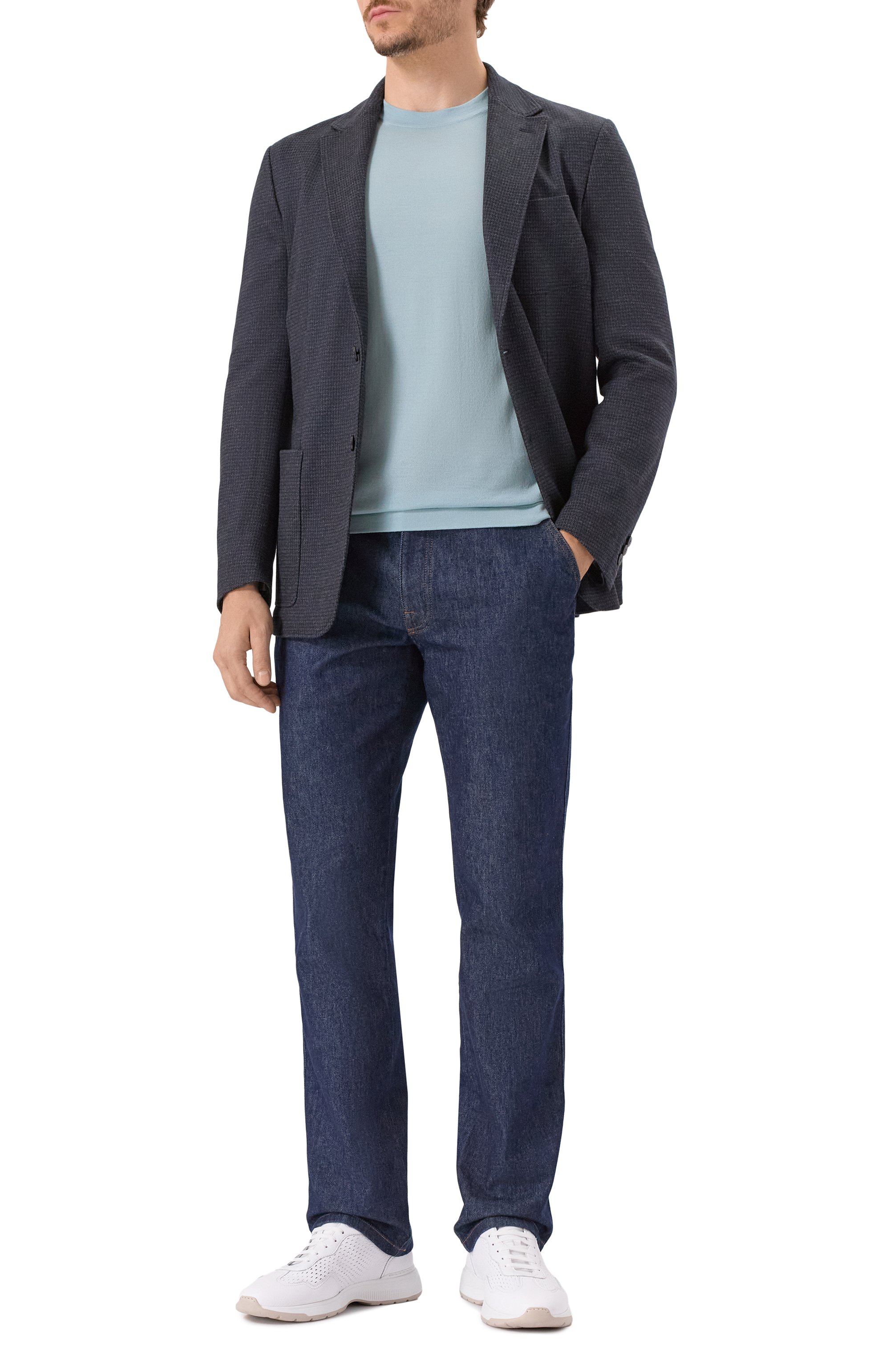 Пиджак из хлопка и шерсти CANALI темно-синего цвета по цене 113500 руб., арт. J0147/JJ02852, фото 2 Пиджак из хлопка и шерсти CANALI, арт. J0147/JJ02852, фото 2