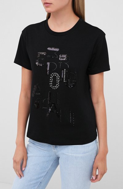 Футболка EMPORIO ARMANI черного цвета по цене 28900 руб., арт. 6H2T7R/2J4CZ, фото 3 Футболка EMPORIO ARMANI, арт. 6H2T7R/2J4CZ, фото 3