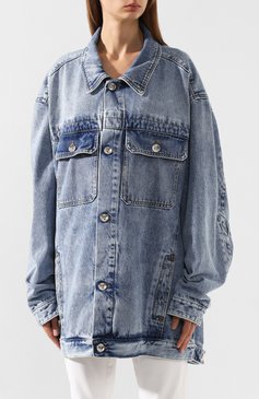 Женская джинсовая куртка MAISON MARGIELA синего цвета, арт. S51AM0285/S30513 | Фото 3 (Рукава от горловины: Длинные; Материал внешний: Хлопок, Деним; Статус проверки: Проверена категория; Длина (верхняя одежда): До середины бедра; Рукава: Длинные; Кросс-КТ: Деним, Куртка, Легкие; Силуэт Ж (для верхов): Оверсайз; Материал сплава: Проставлено; Драгоценные камни: Проставлено; Ювелирные украшения: Назначено)