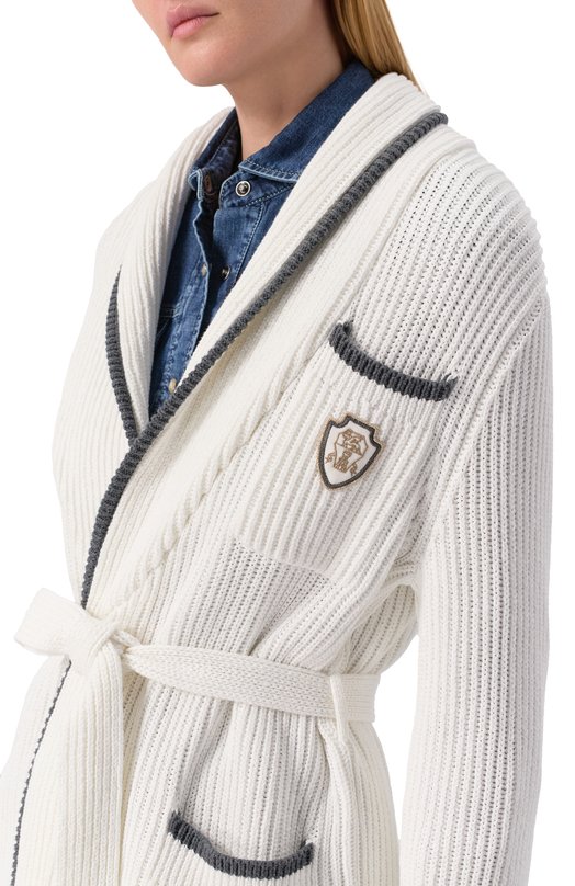 Хлопковый кардиган Brunello Cucinelli MSB581306 Белый  MSB581306 Фото 5