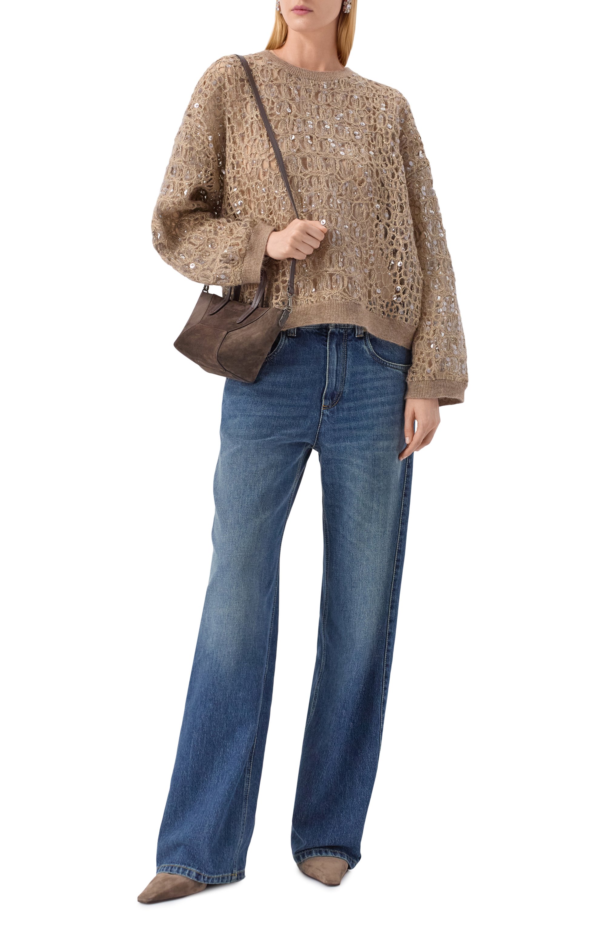 Свитер с отделкой пайетками BRUNELLO CUCINELLI, арт. MRCR18900P, фото 2