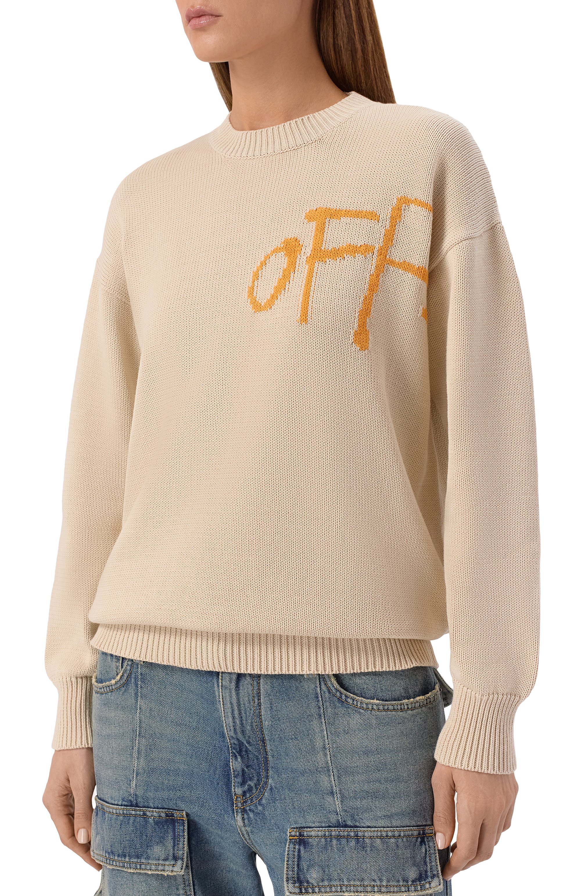 Хлопковый свитер OFF-WHITE, арт. 0WHE100S26KNI001, фото 3