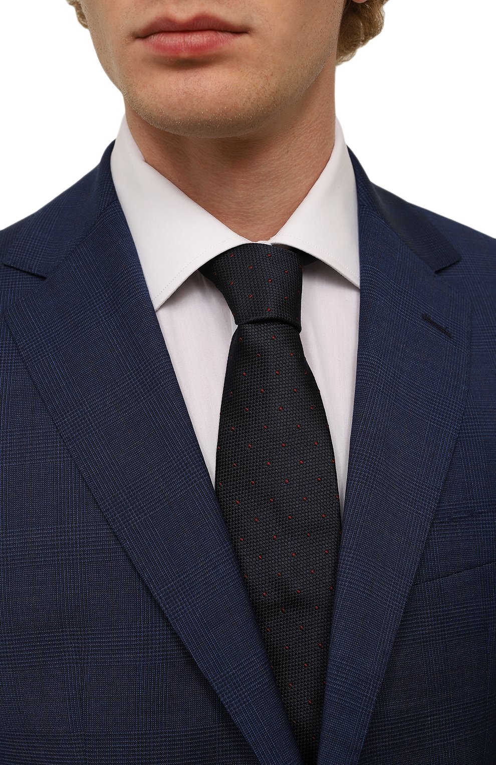 Шелковый галстук BRUNELLO CUCINELLI темно-синего цвета по цене 32900 руб., арт. MM8920018, фото 2 Шелковый галстук BRUNELLO CUCINELLI, арт. MM8920018, фото 2