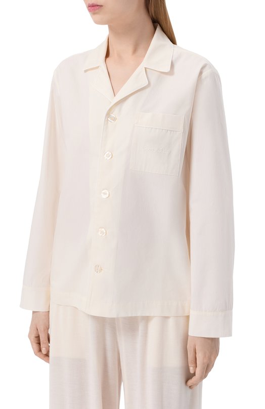 Хлопковая рубашка Sporty and Rich PJ1013CA Кремовый  PJ1013CA Фото 3