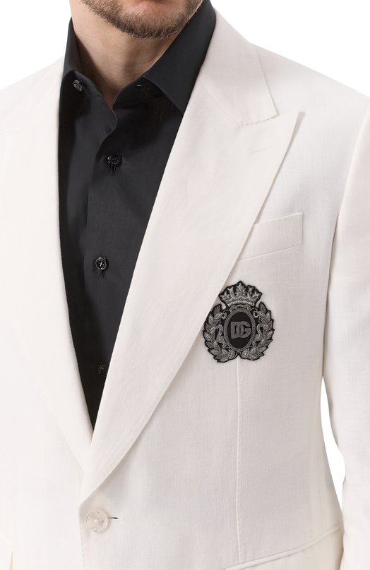 Льняной пиджак Dolce & Gabbana G2QS6Z/FU4LF Белый  G2QS6Z/FU4LF Фото 7