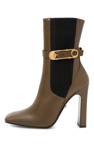 Кожаные ботильоны VERSACE хаки цвета по цене 153500 руб., арт. DST414P/DVT2P, фото 3 Кожаные ботильоны VERSACE, арт. DST414P/DVT2P, фото 3