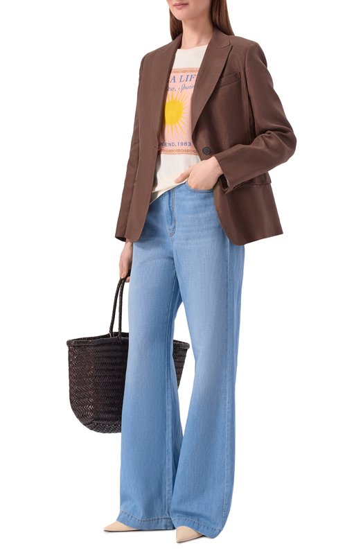 Хлопковая футболка Weekend Max Mara WKDPANTERA Кремовый  WKDPANTERA Фото 2
