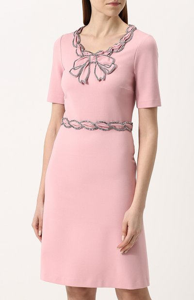 Приталенное мини-платье с круглым вырезом и коротким рукавом GUCCI, арт. 501513/X9M65, фото 3