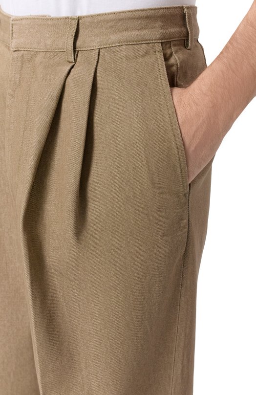 Хлопковые брюки Dries Van Noten 020962-2385-104 Бежевый  020962-2385-104 Фото 5