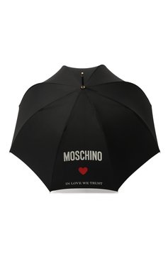 Женский зонт-трость MOSCHINO черного цвета, арт. 8956 63 AUT0 | Фото 1 (Материал: Текстиль, Синтетический материал, Металл; Материал сплава: Проставлено; Нос: Не проставлено)