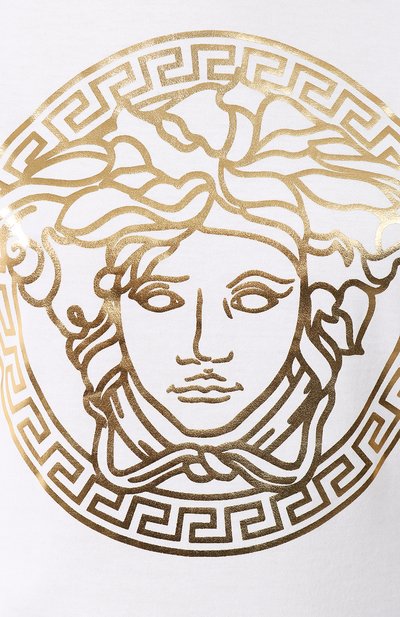 Хлопковая футболка VERSACE белого цвета по цене 34200 руб., арт. A85756/A228806, фото 5 Хлопковая футболка VERSACE, арт. A85756/A228806, фото 5