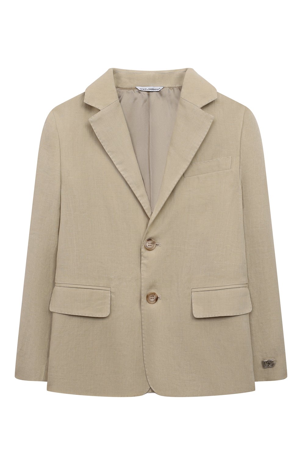Льняной пиджак DOLCE & GABBANA бежевого цвета по цене 68600 руб., арт. L41E85/FU4LH, фото 1 Льняной пиджак DOLCE & GABBANA, арт. L41E85/FU4LH, фото 1