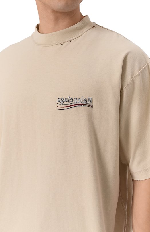 Хлопковая футболка Balenciaga 830247/TSVF3 Бежевый  830247/TSVF3 Фото 5