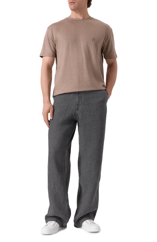Льняная футболка Giorgio Armani GM001099/TE13875 Коричневый  GM001099/TE13875 Фото 2