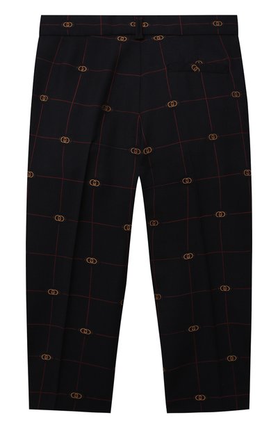 Шерстяные брюки GUCCI темно-синего цвета по цене 65500 руб., арт. 665123/XWA0Q, фото 2 Шерстяные брюки GUCCI, арт. 665123/XWA0Q, фото 2