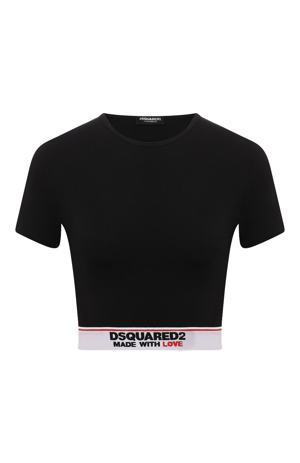 Хлопковый топ DSQUARED2 черного цвета по цене 16950 руб., арт. D8M263470, фото 1 Хлопковый топ DSQUARED2, арт. D8M263470, фото 1