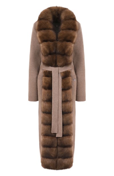 Женское кардиган из ш�ерсти и кашемира с отделкой из соболя MANZONI24, арт. 25M1427-XZ