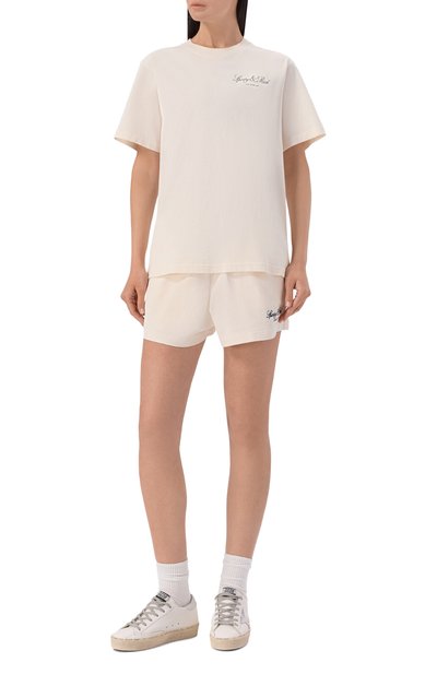Хлопковая футболка SPORTY AND RICH кремового цвета по цене 12150 руб., арт. T011976269WH37, фото 2 Хлопковая футболка SPORTY AND RICH, арт. T011976269WH37, фото 2