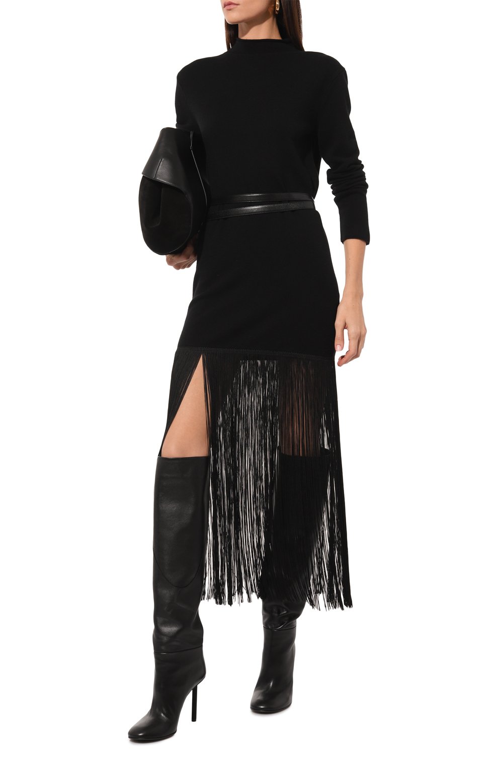 Кашемировое платье ERIKA CAVALLINI черного цвета по цене 69950 руб., арт. E4WB01, фото 2 Кашемировое платье ERIKA CAVALLINI, арт. E4WB01, фото 2