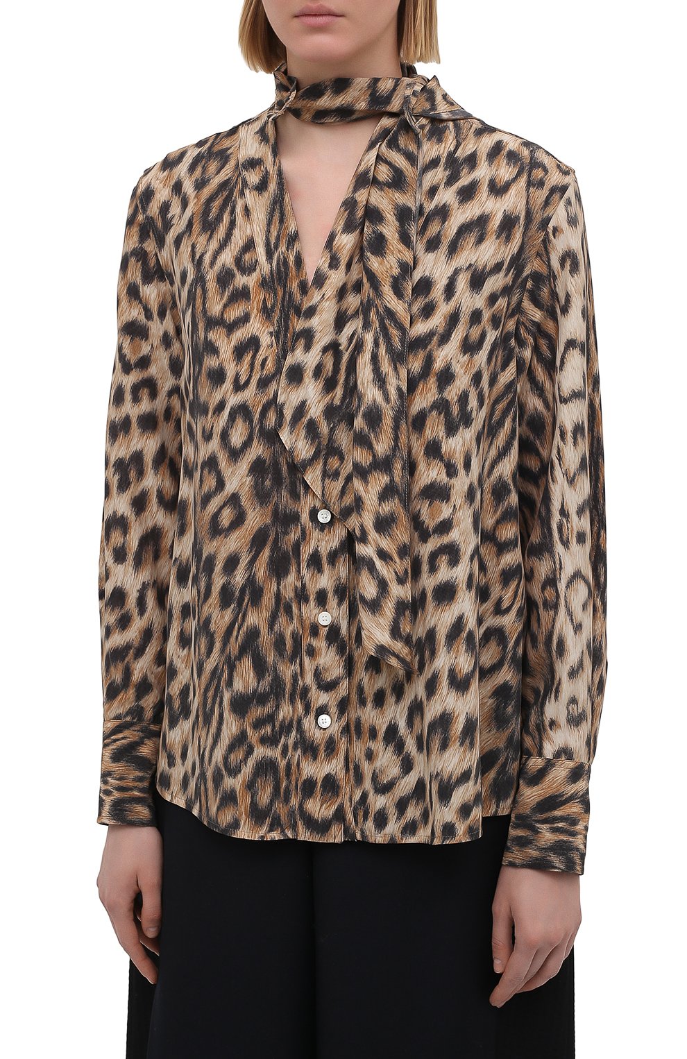 Блузка из вискозы VICTORIA BECKHAM леопардового цвета по цене 89950 руб., арт. 1221WSH002526A, фото 3 Блузка из вискозы VICTORIA BECKHAM, арт. 1221WSH002526A, фото 3