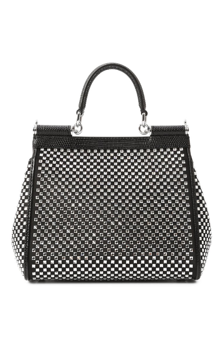 Женская сумка sicily small DOLCE & GABBANA черного цвета, арт. BB6003/AP602 | Фото 6 (Материал: Текстиль; Размер: small; Ремень/цепочка: На ремешке; Женское Кросс-КТ: Вечерняя сумка)