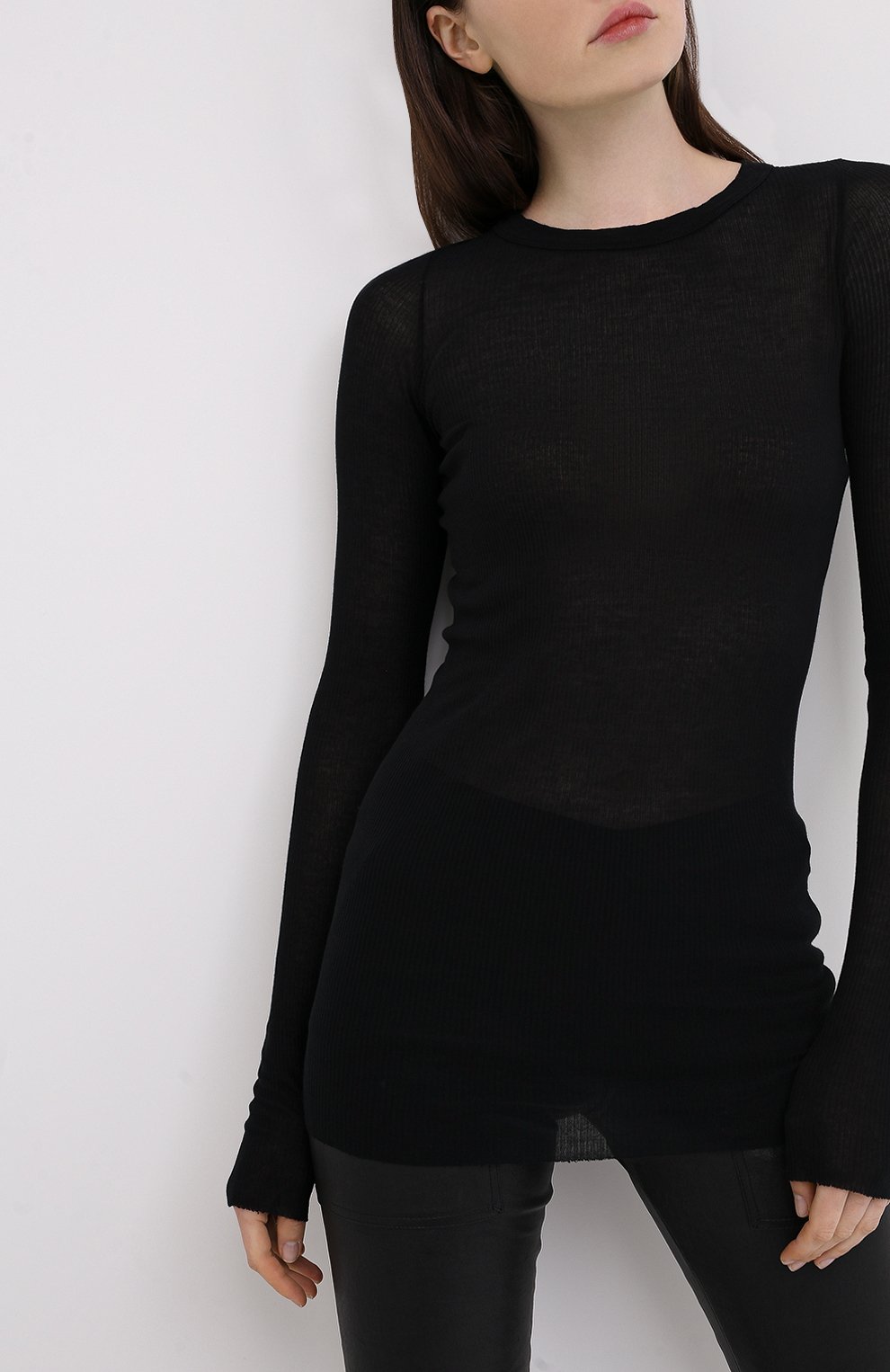 Пуловер из вискозы и шелка RICK OWENS черного цвета по цене 27350 руб., арт. RP20F2202/RC, фото 3 Пуловер из вискозы и шелка RICK OWENS, арт. RP20F2202/RC, фото 3