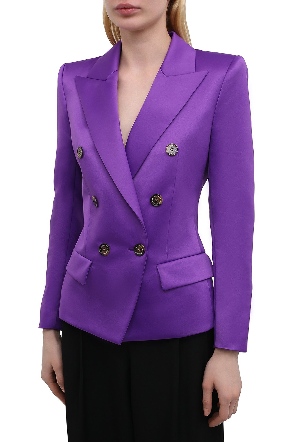 Двубортный жакет ALEXANDRE VAUTHIER фиолетового цвета по цене 226000 руб., арт. 212JA802BIS 1458-212, фото 3 Двубортный жакет ALEXANDRE VAUTHIER, арт. 212JA802BIS 1458-212, фото 3