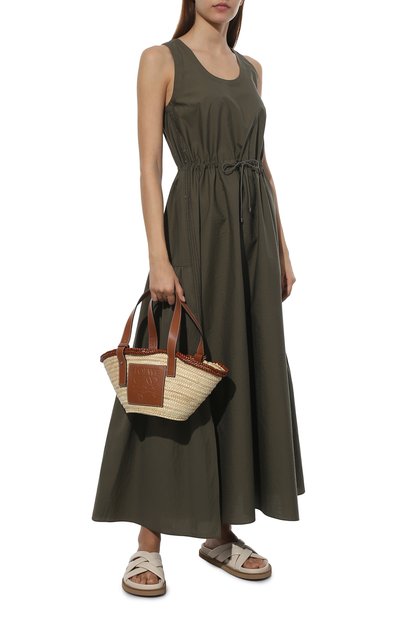 Хлопковое платье BRUNELLO CUCINELLI хаки цвета по цене 325500 руб., арт. M0F79A4915, фото 2 Хлопковое платье BRUNELLO CUCINELLI, арт. M0F79A4915, фото 2