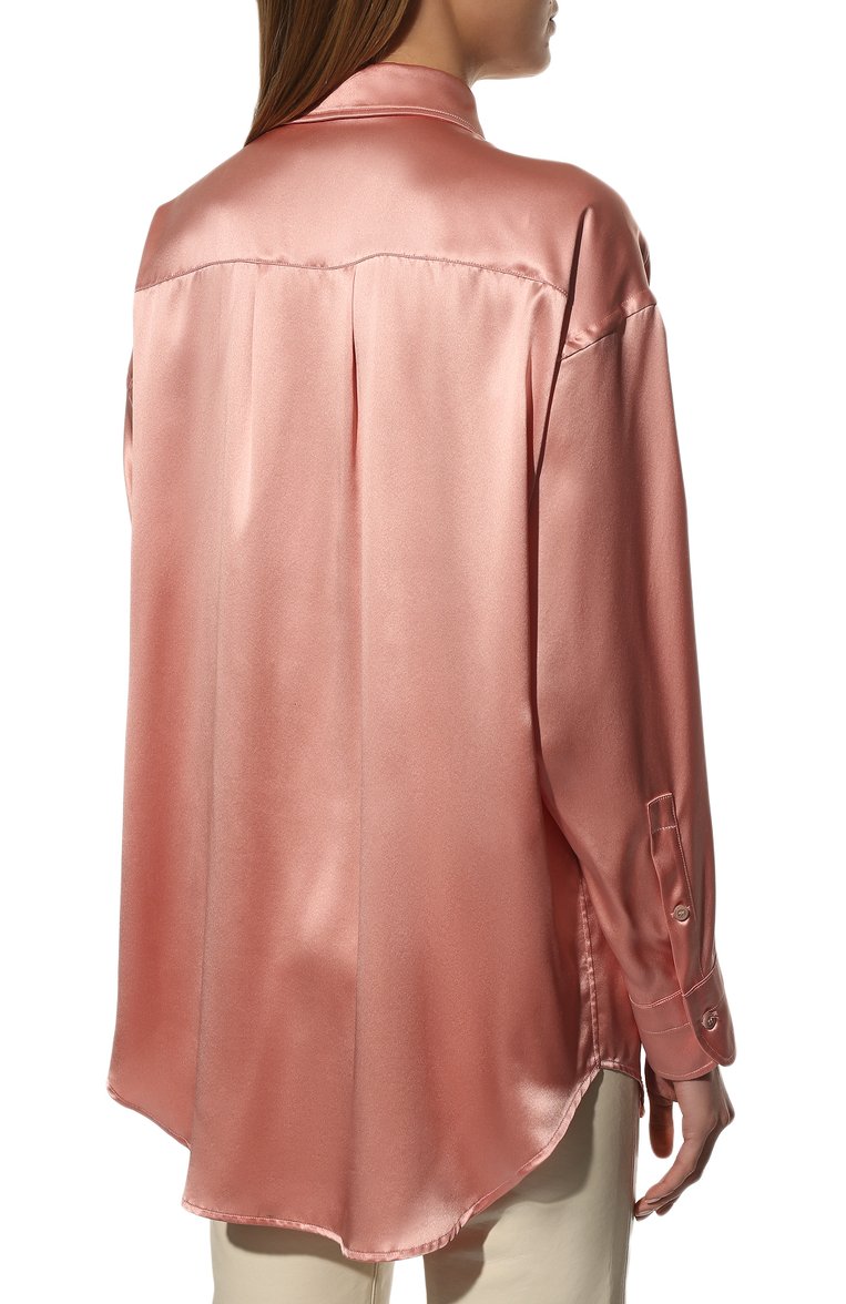 Женская атласная рубашка TOM FORD розового цвета, арт. CA3189-FAX824 | Фото 4 (Длина (для топов): Удлиненные; Рукава: Длинные; Материал внешний: Шелк; Стили: Романтичный; Женское Кросс-КТ: Рубашка-одежда; Принт: Без принта; Региональные ограничения белый список (Axapta Mercury): RU)
