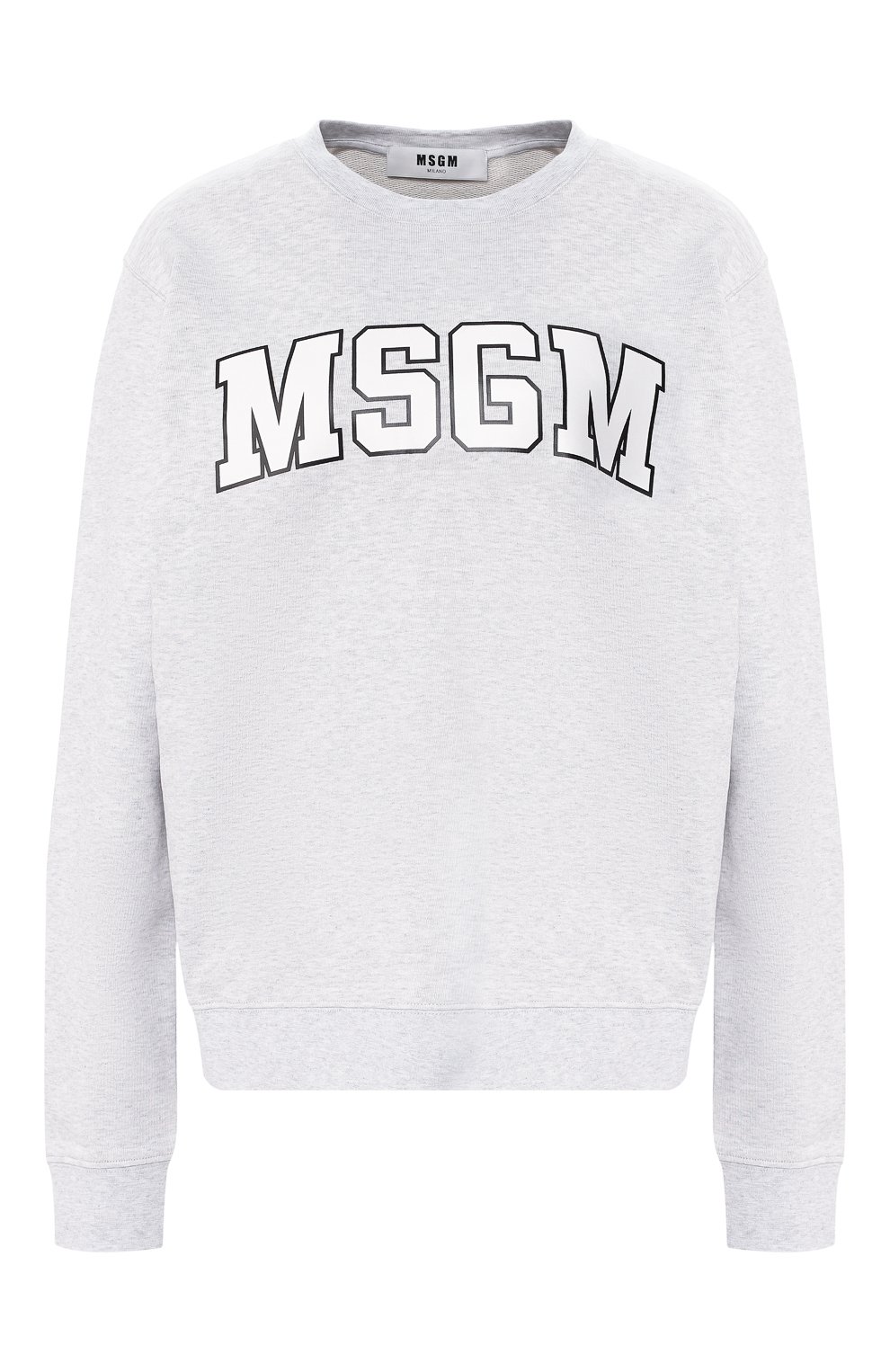 Хлопковый пуловер MSGM серого цвета по цене 18350 руб., арт. 2641MDM163 195297, фото 1 Хлопковый пуловер MSGM, арт. 2641MDM163 195297, фото 1