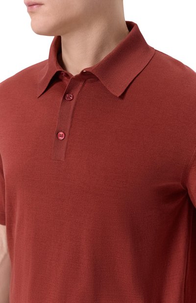 Поло из хлопка и шелка MVST красного цвета по цене 97200 руб., арт. M26.CSM.K424/50% C0TT0N 50% SILK, фото 5 Поло из хлопка и шелка MVST, арт. M26.CSM.K424/50% C0TT0N 50% SILK, фото 5