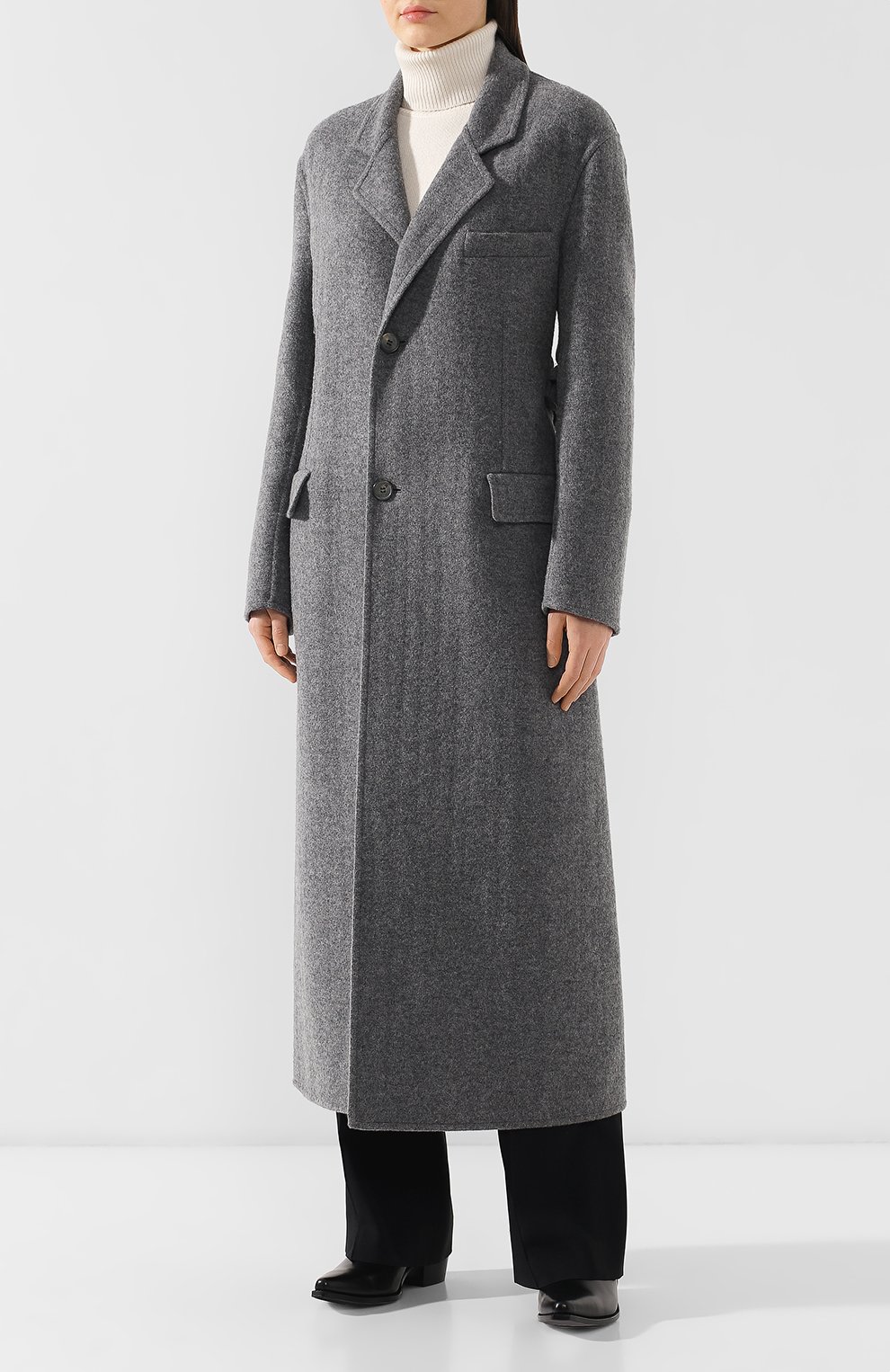 Шерстяное пальто CELINE серого цвета по цене 299500 руб., арт. 28W814904, фото 3 Шерстяное пальто CELINE, арт. 28W814904, фото 3