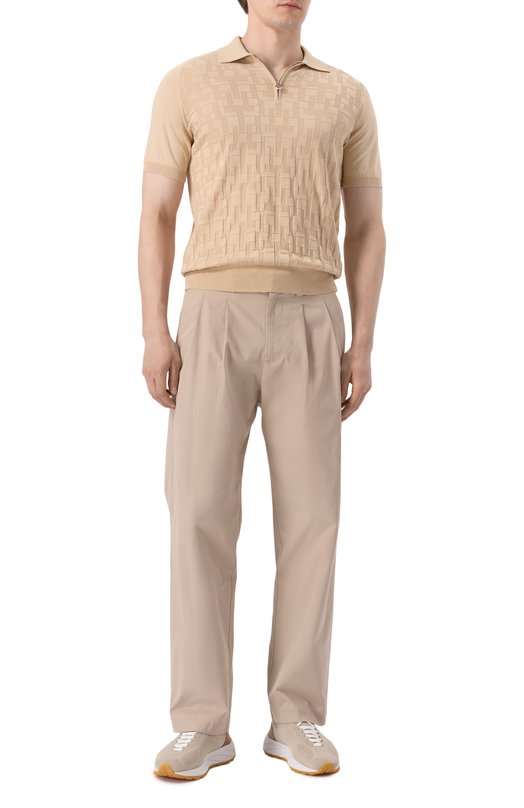 Текстильные кроссовки Kiton USSA269N0133805 Бежевый  USSA269N0133805 Фото 2