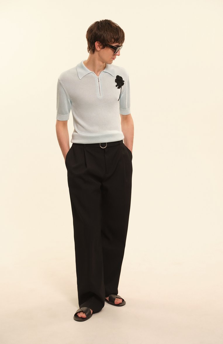 Мужские шерстяные брюки JIL SANDER черного цвета, арт. J22KA0272-J40002 | Фото 7 (Длина (брюки, джинсы): Стандартные; Материал внешний: Шерсть; Случай: Повседневный; Стили: Минимализм; Автоматизация состава: Проставлено; Автоматизация ТО: Проставлено)