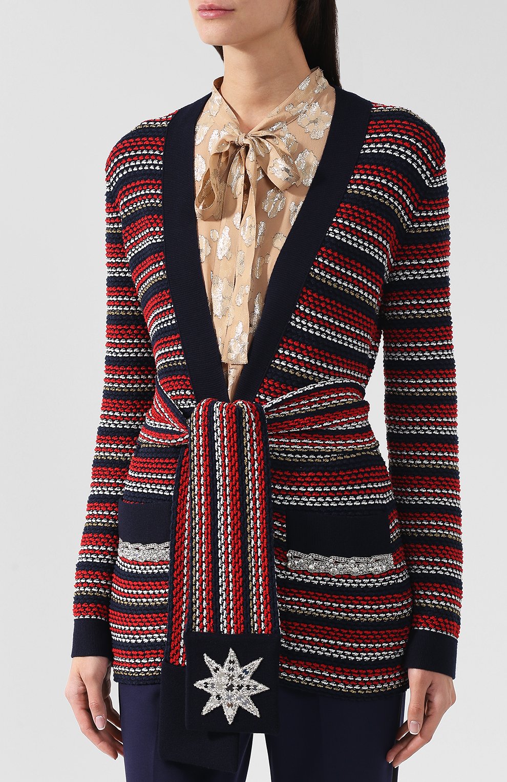 Кардиган из смеси шерсти и хлопка с поясом GUCCI, арт. 519842/X9T03, фото 3