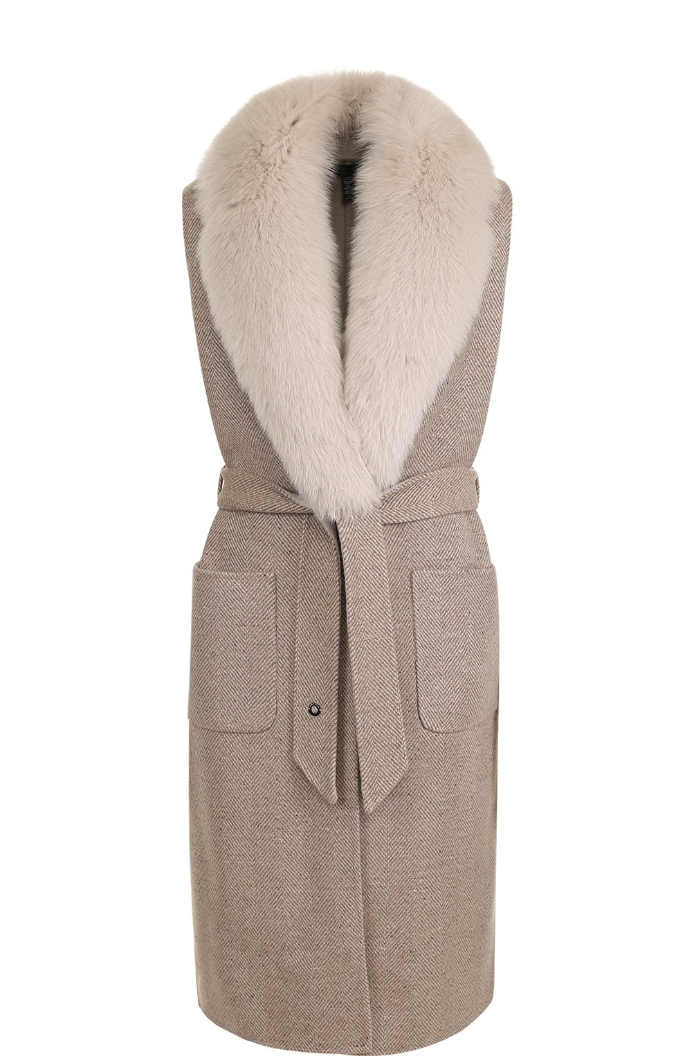 Жилет с поясом и отделкой из меха лисы LORO PIANA, арт. FAG3840, фото 1