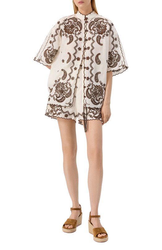 Льняные шорты Zimmermann 3289ASS253 Кремовый  3289ASS253 Фото 2