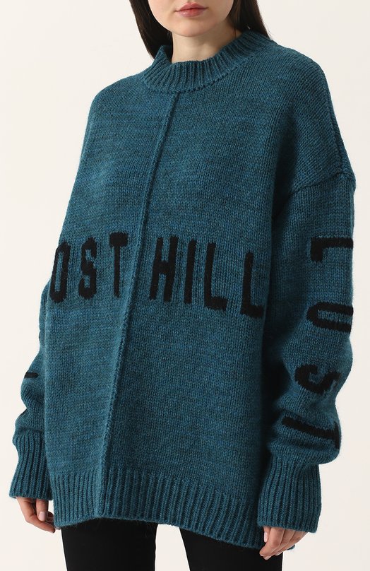 Удлиненный шерстяной пуловер свободного кроя Yeezy Синий, фото 3